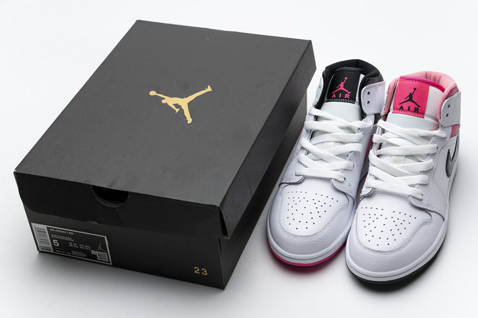 Nike Air Jordan 1 Mid White Black Hyper Pink 555112 106 4 - kickbulk.org